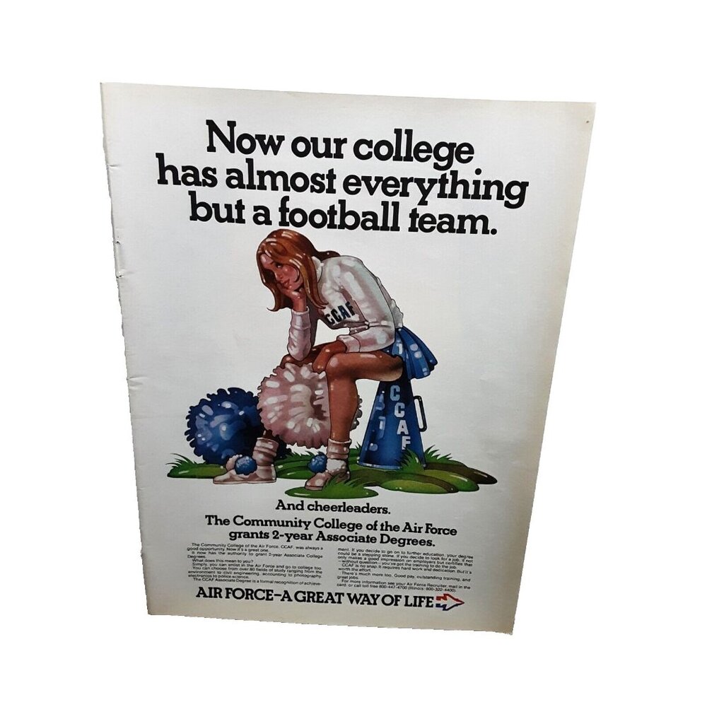 1977 Air Force Cheerleader College Original Print Ad Vintage 70s